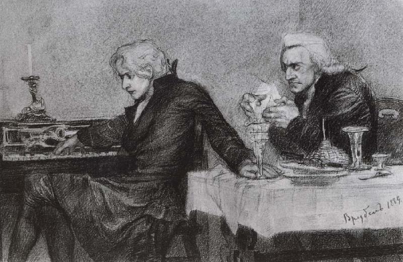 Mikhail Vrubel Salieri Pouring Poison Into Mozart's Glass France oil painting art